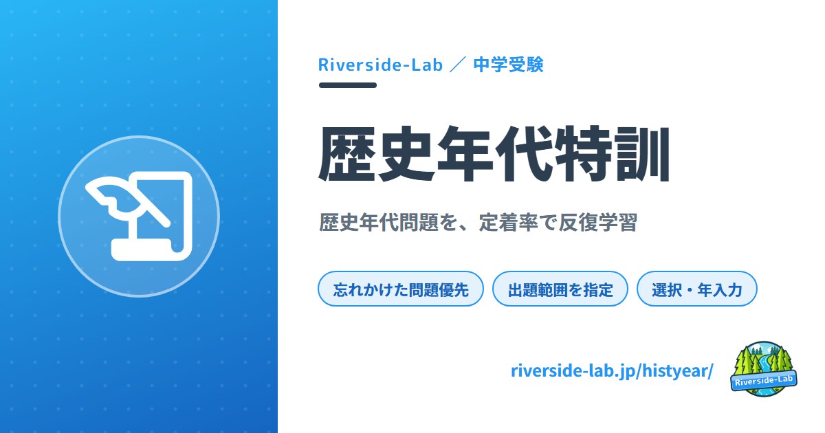 歴史年代特訓 (中学受験) | 歴史年代問題を、定着率で反復学習